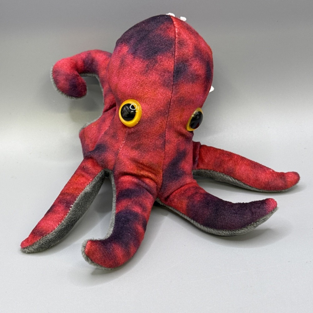 Wild Republic Red Purple Octopus 6" Plush Hugger Stuffed Animal Slap Bracelet
